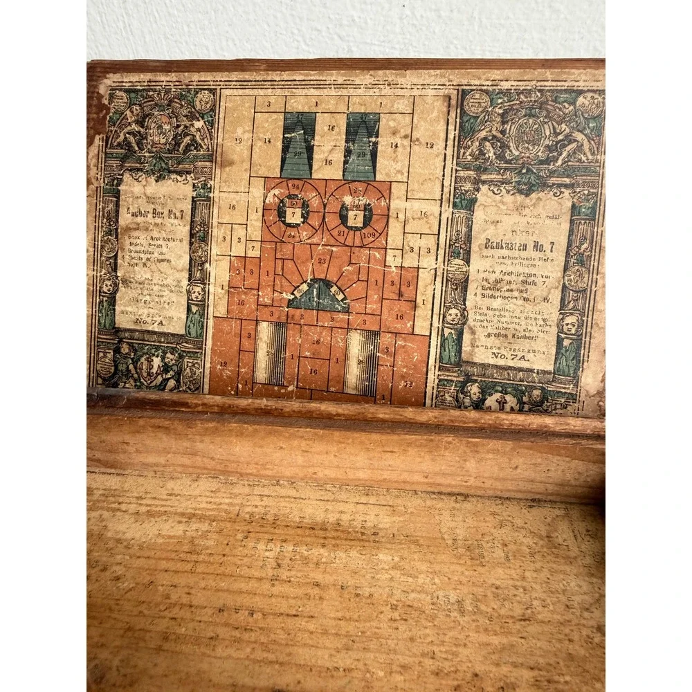 Antique‎ Richter's Anchor Box No. 7 Wooden Architectural Building Stone Case